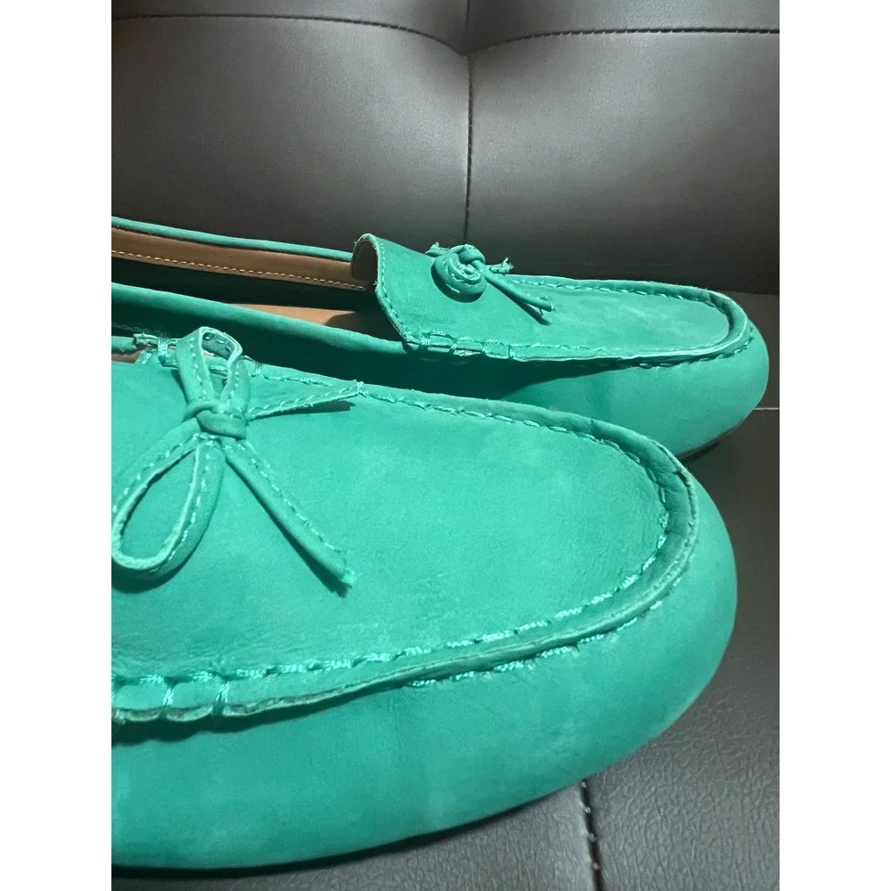 J.Crew Womens Teal Turquoise Nubuck Leather Driving Moccasins Loafers Size 11 - Picture 3 of 9